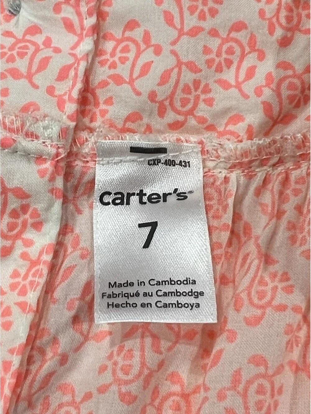 Carters Girls Sleeveless Top Size 7